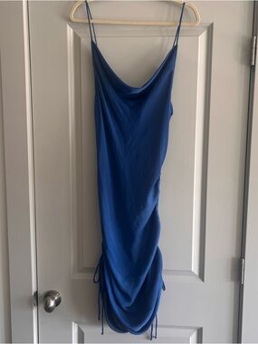 Free People Cobalt Blue Slip Dress with Adjustable Side Ruching